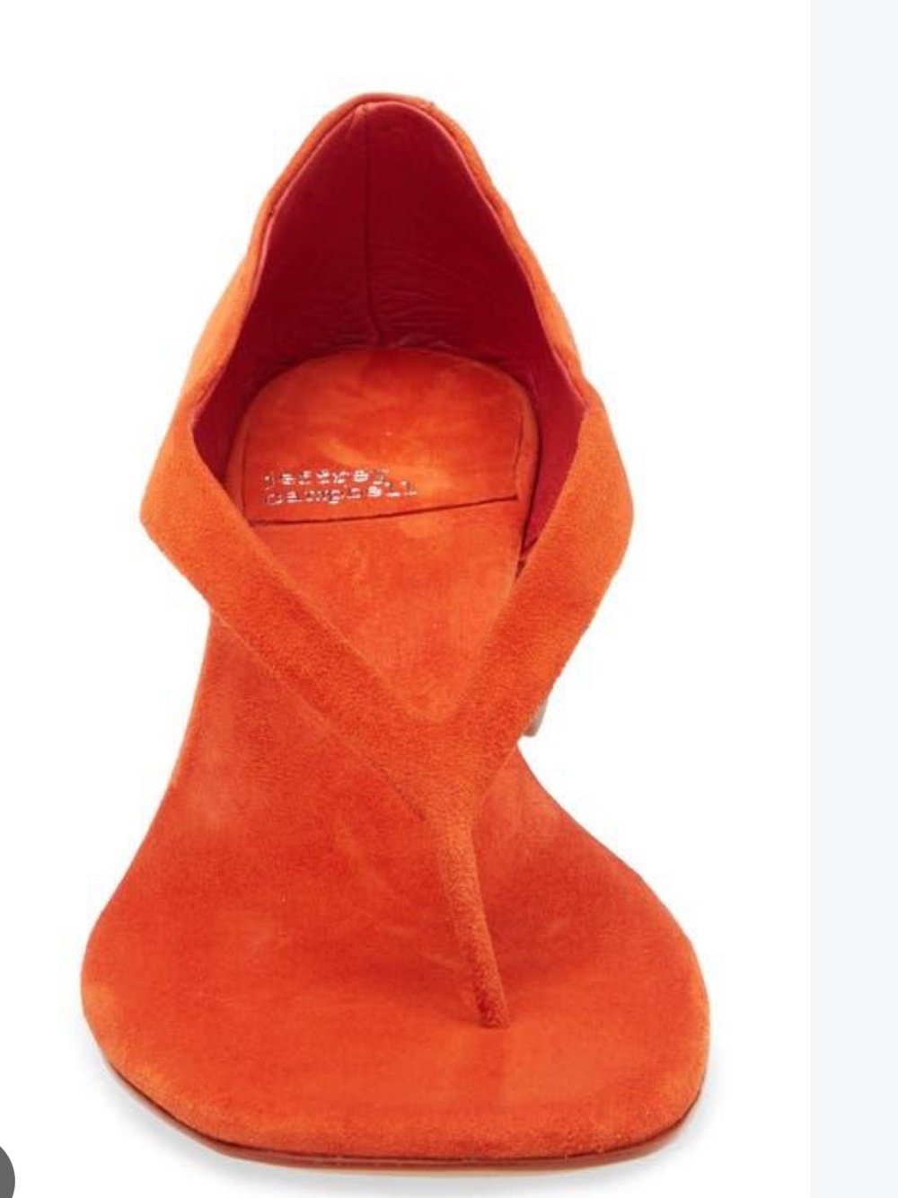 Jeffrey Campbell Orange Suede Thong Kitten Heel Sandal